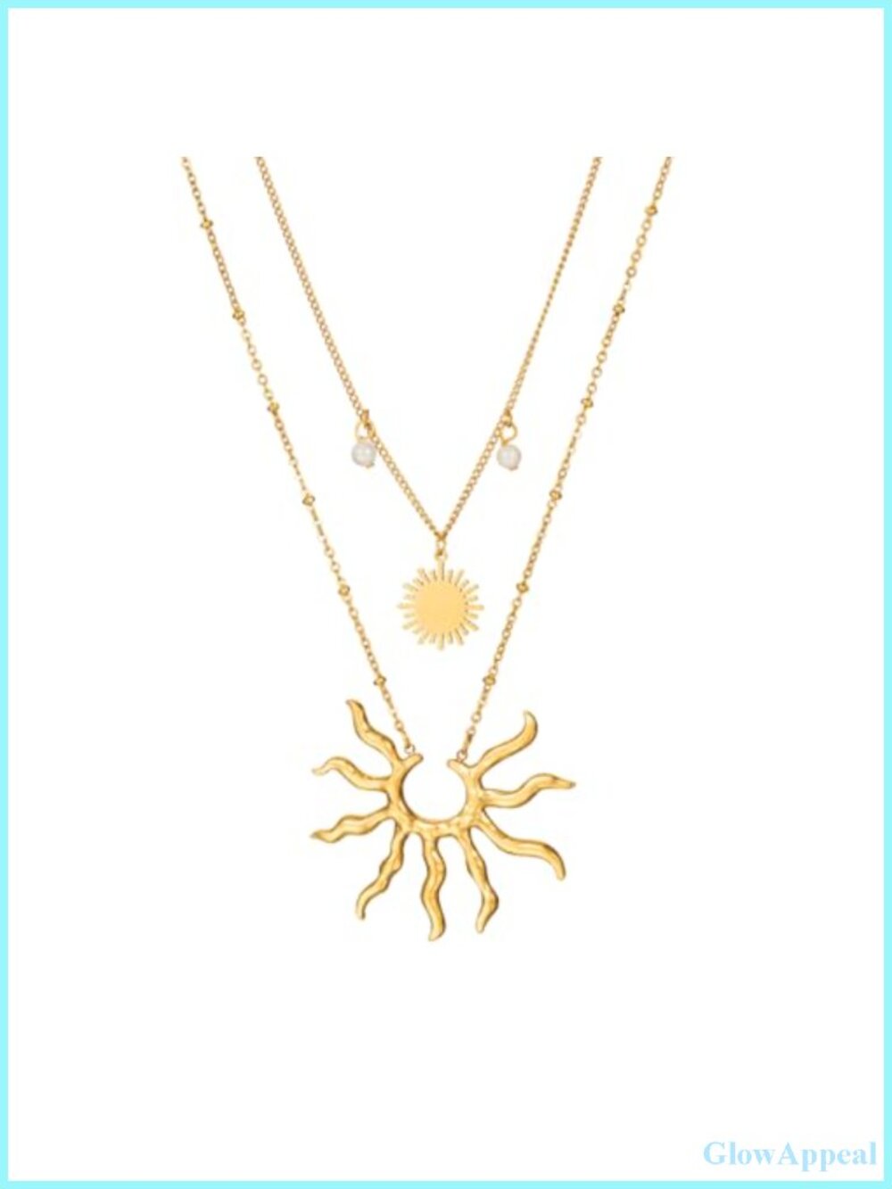 14K Gold Plated Layered Sun Pendant Necklace Dainty Women's Jewelry